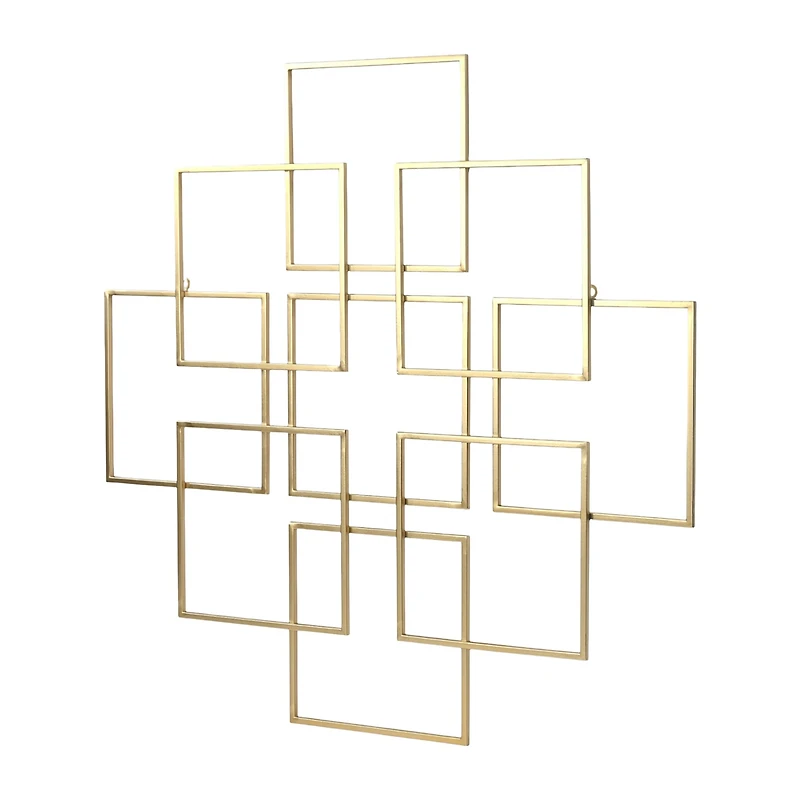 Cheungs Richese Gold Repeating Square Metal Wall Sculpture