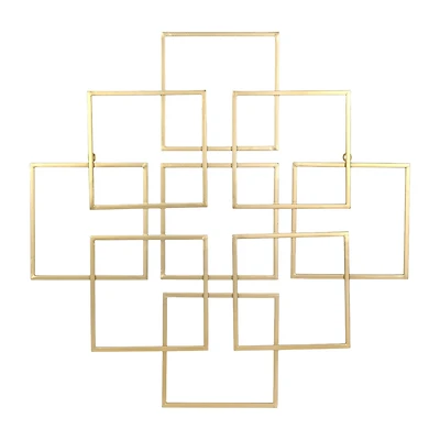 Cheungs Richese Gold Repeating Square Metal Wall Sculpture