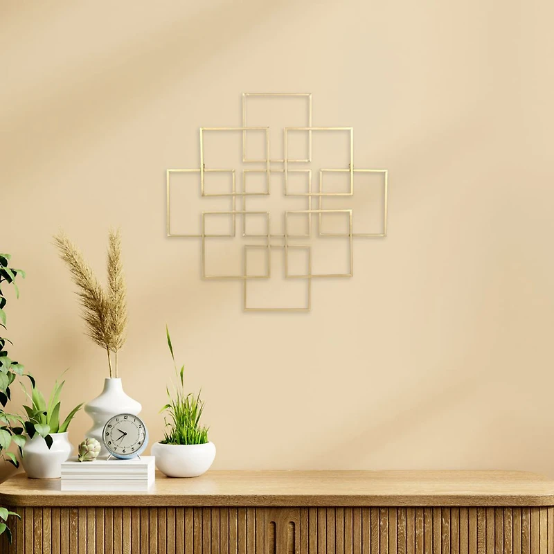 Cheungs Richese Gold Repeating Square Metal Wall Sculpture