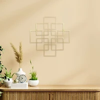 Cheungs Richese Gold Repeating Square Metal Wall Sculpture