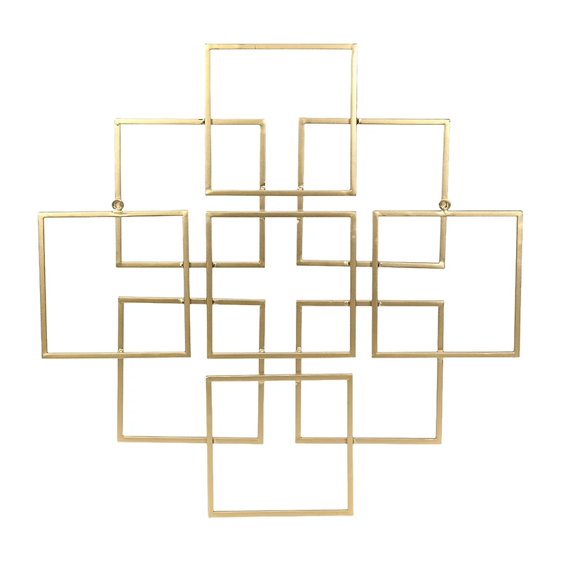 Cheungs Richese Gold Repeating Square Metal Wall Sculpture