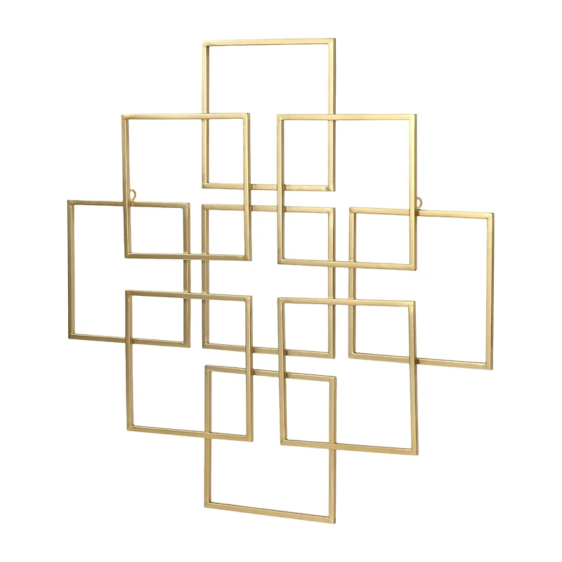 Cheungs Richese Gold Repeating Square Metal Wall Sculpture