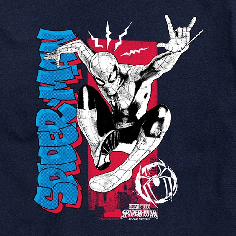 Brand New Day Spidey Senses Mens Crew Neck Short Sleeve Regular Fit Spiderman Graphic T-Shirt