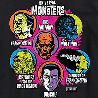 Universal Monsters Heads Mens Crew Neck Short Sleeve Regular Fit Graphic T-Shirt