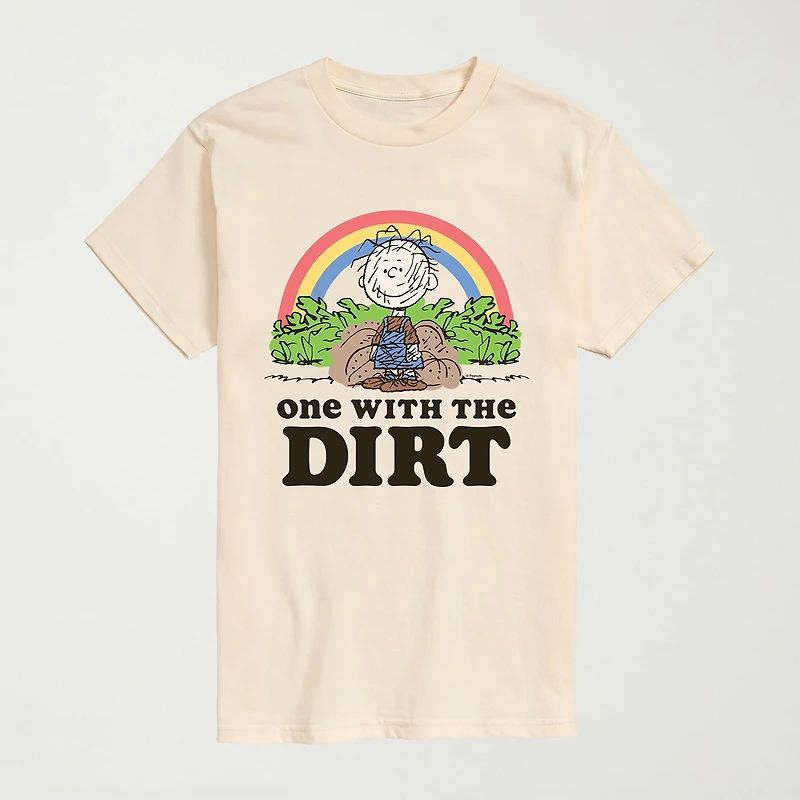 Pigpen One With Dirt Mens Crew Neck Short Sleeve Regular Fit Peanuts Graphic T-Shirt