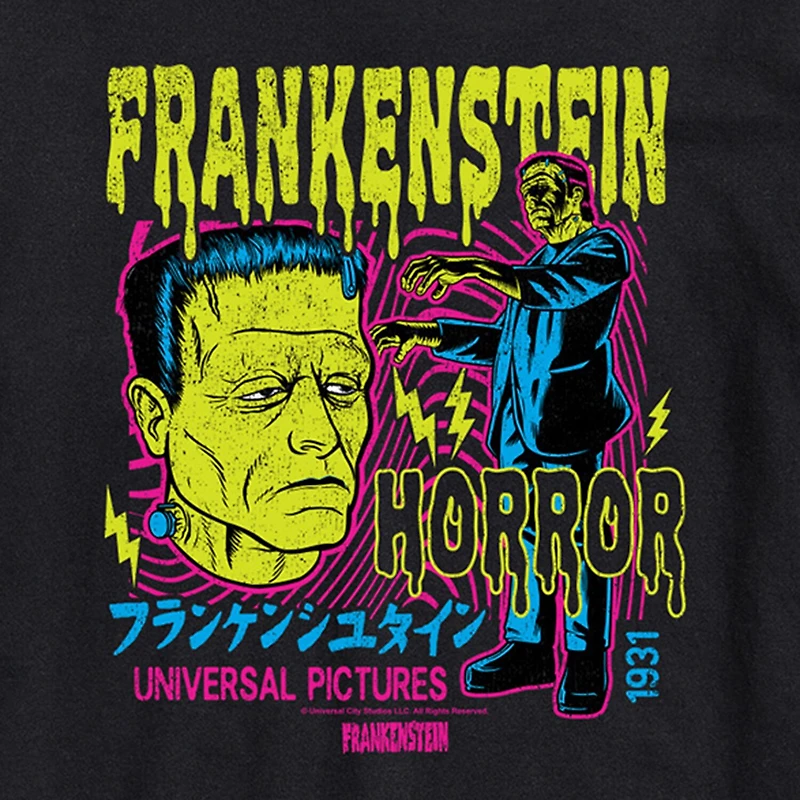 Universal Monsters Frankenstein Mens Crew Neck Short Sleeve Regular Fit Graphic T-Shirt