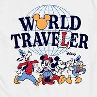 World Traveler Mens Crew Neck Short Sleeve Regular Fit Mickey and Friends Graphic T-Shirt