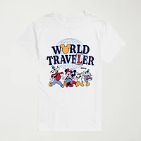 World Traveler Mens Crew Neck Short Sleeve Regular Fit Mickey and Friends Graphic T-Shirt