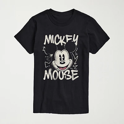 Graffiti Vintage Faded Mens Crew Neck Short Sleeve Regular Fit Mickey Mouse Graphic T-Shirt