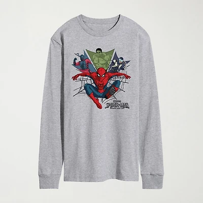 Brand New Day Web Mens Crew Neck Long Sleeve Regular Fit Spiderman Graphic T-Shirt
