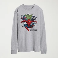 Brand New Day Web Mens Crew Neck Long Sleeve Regular Fit Spiderman Graphic T-Shirt