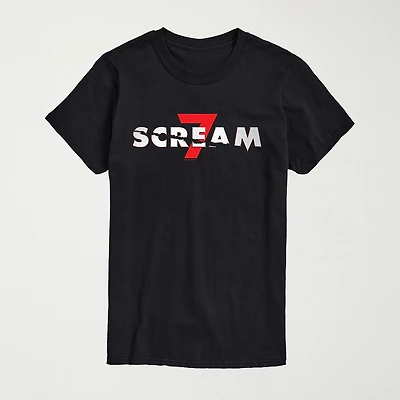 Scream 7 Logo Mens Crew Neck Short Sleeve Regular Fit Graphic T-Shirt