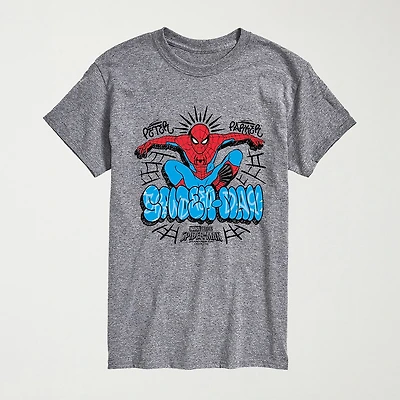 Brand New Day Peter Parker Mens Crew Neck Short Sleeve Regular Fit Spiderman Graphic T-Shirt