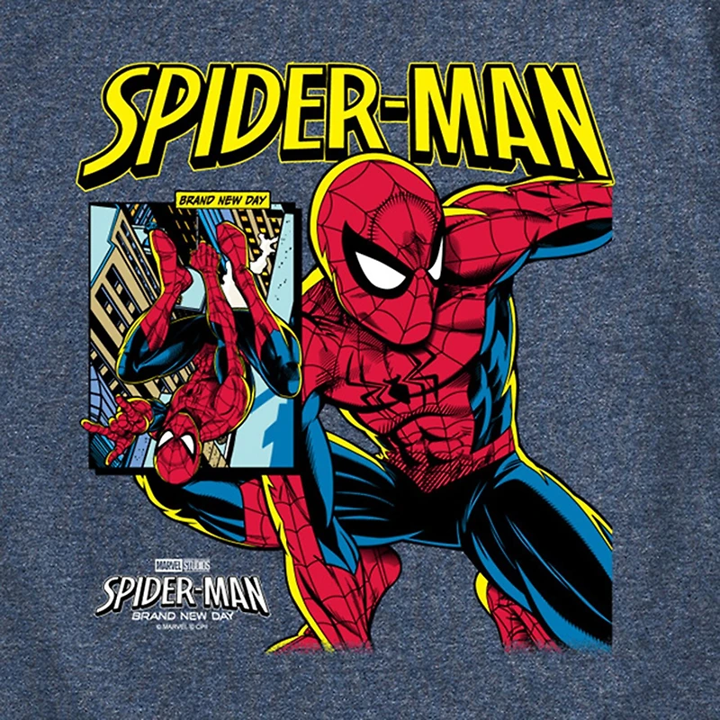 Brand New Day Comic Cover Mens Crew Neck Short Sleeve Regular Fit Spiderman Graphic T-Shirt