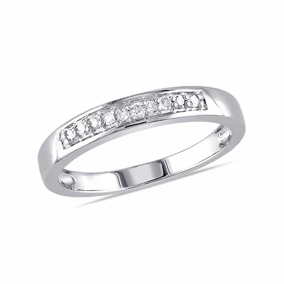 Womens 2MM 1/10 CT. T.W. Natural White Diamond Sterling Silver Wedding Band