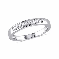 Womens 2MM 1/10 CT. T.W. Natural White Diamond Sterling Silver Wedding Band