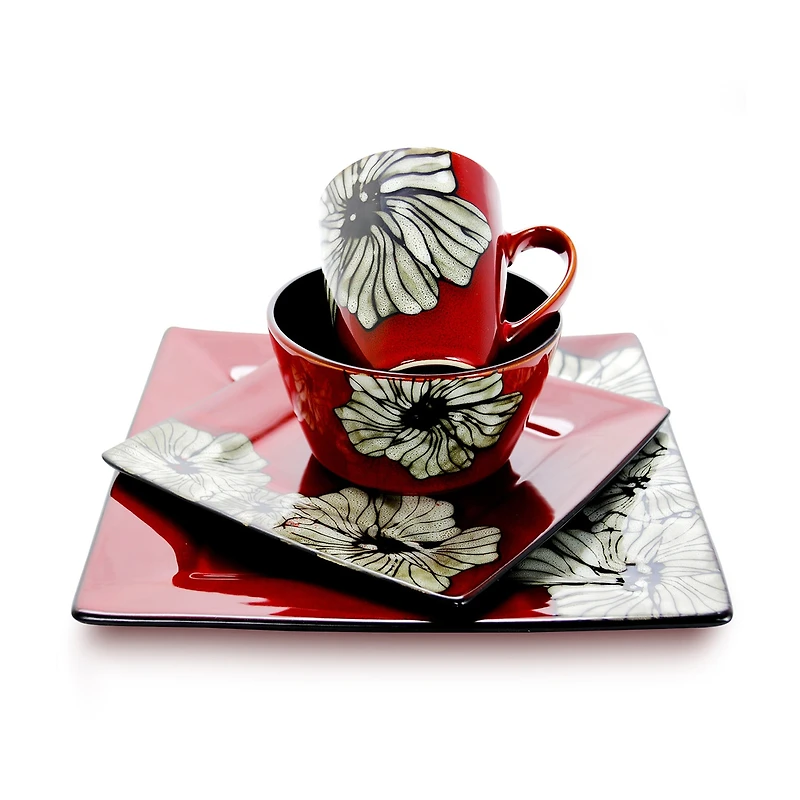 Elama Winter Bloom 16-pc. Stoneware Dinnerware Set