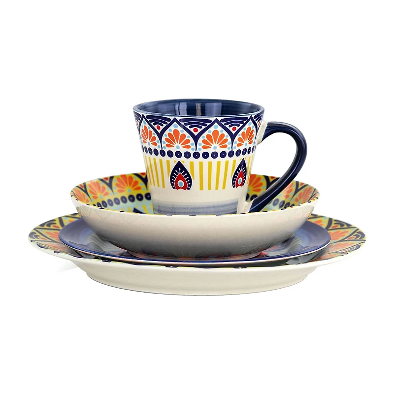 Elama Zen Mozaik 16-pc. Stoneware Dinnerware Set