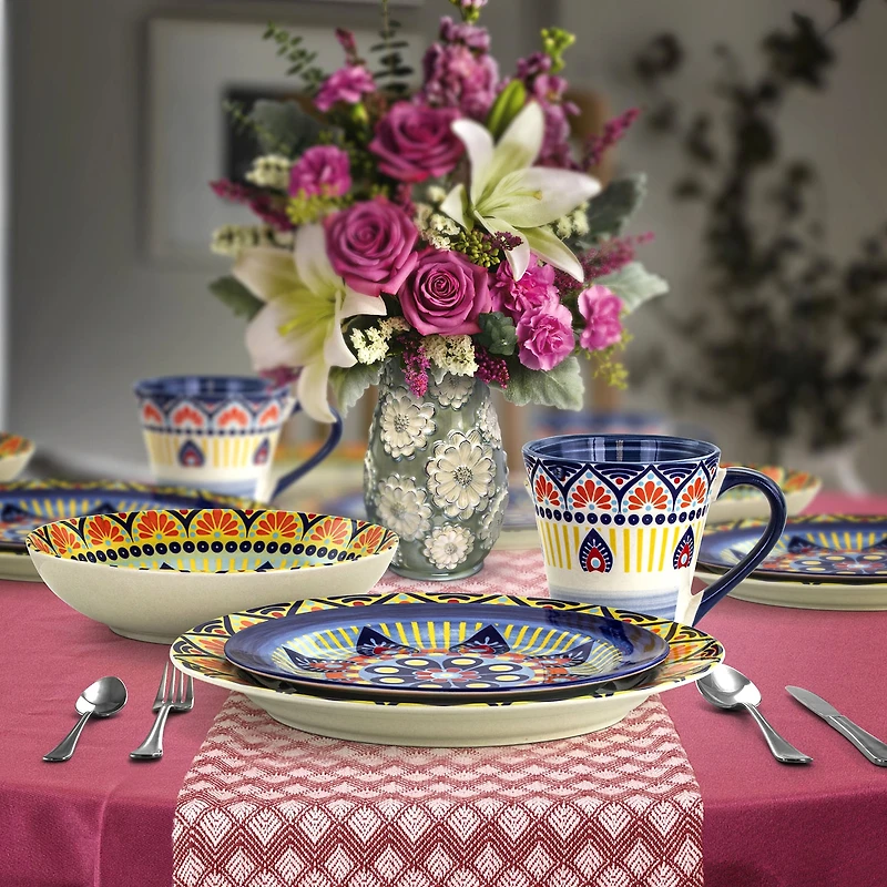 Elama Zen Mozaik 16-pc. Stoneware Dinnerware Set