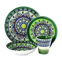 Elama Zen Green Mozaik 16-pc. Stoneware Dinnerware Set