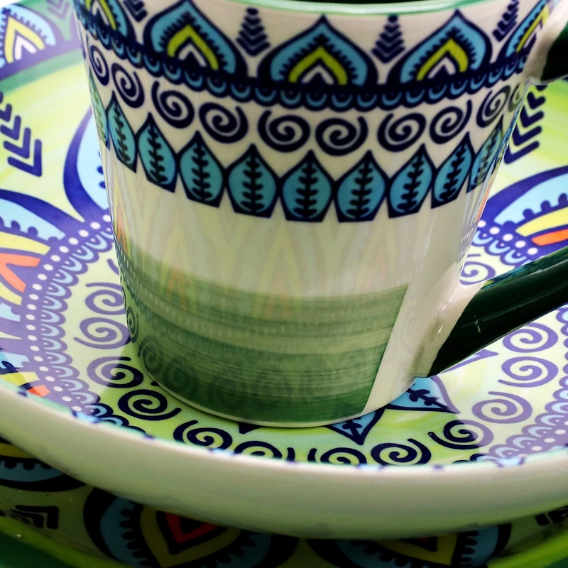Elama Zen Green Mozaik 16-pc. Stoneware Dinnerware Set