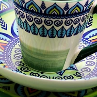 Elama Zen Green Mozaik 16-pc. Stoneware Dinnerware Set