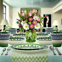 Elama Zen Green Mozaik 16-pc. Stoneware Dinnerware Set