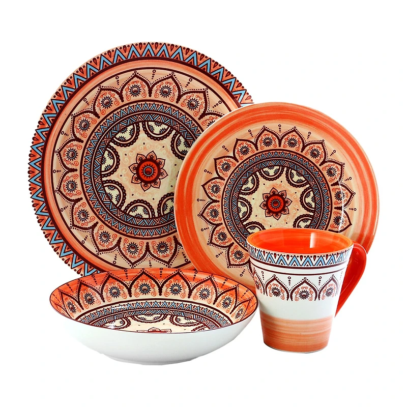 Elama Zen Rust Mozaik 16-pc. Stoneware Dinnerware Set