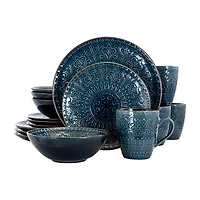 Elama Deep Sea Mozaic 16-pc. Stoneware Dinnerware Set