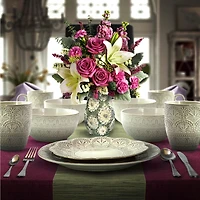 Elama White Lace 16-pc. Stoneware Dinnerware Set