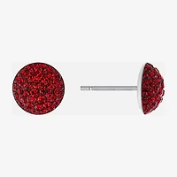 Silver Treasures Red Crystal Sterling Silver 9mm Round Stud Earrings