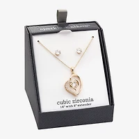 Sparkle Allure Womens Cubic Zirconia 14K Gold Over Brass Heart 2-pc. Jewelry Set