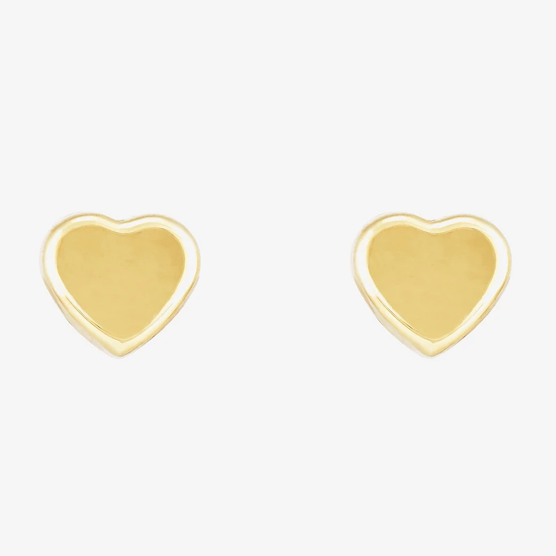 14K Gold 7mm Heart Stud Earrings