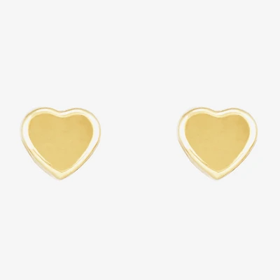 14K Gold 7mm Heart Stud Earrings