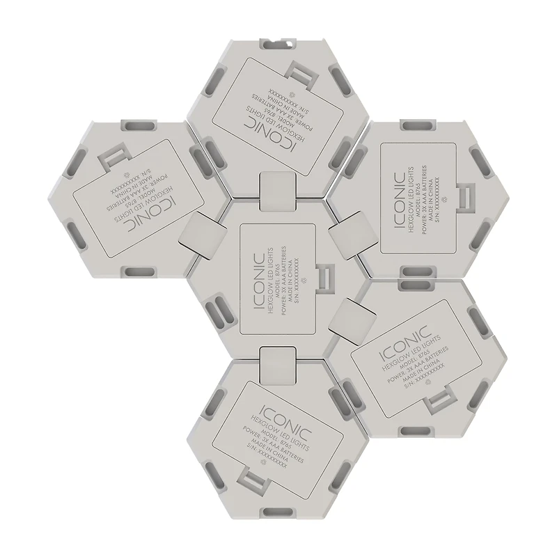 Iconic HexGlow Tile Lights, Six Hexagonal Lights with Full RGB Spectrum LEDs and Touch Controls