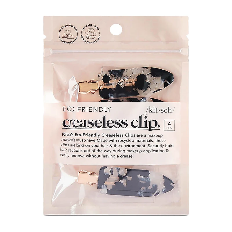 Kitsch Eco Friendly Creaseless Clip 4pc Set Black Terrazzo