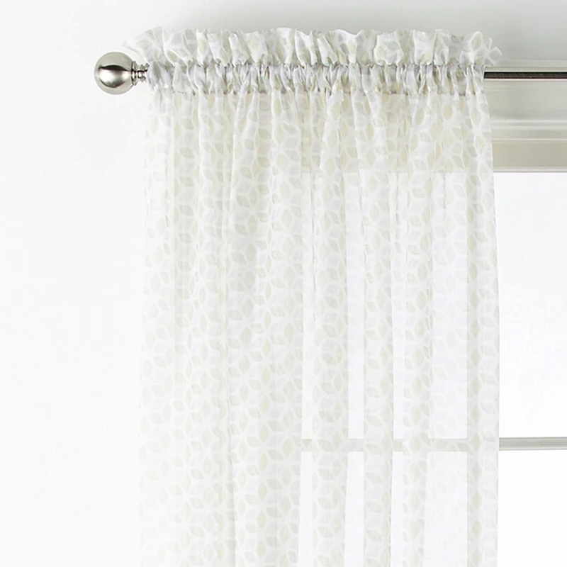 Home Expressions Lisette Geometric Print Rod Pocket Sheer Single Curtain Panel