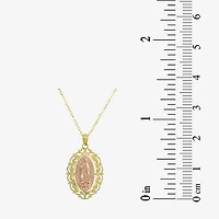 Womens 14K Gold Lady of Guadalupe Oval Pendant