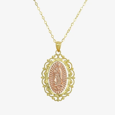 Womens 14K Gold Lady of Guadalupe Oval Pendant