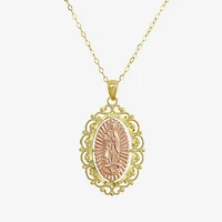 Womens 14K Gold Lady of Guadalupe Oval Pendant