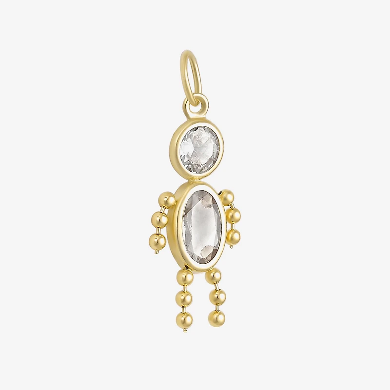 10K Gold April Birthstone Babies Boy Charm