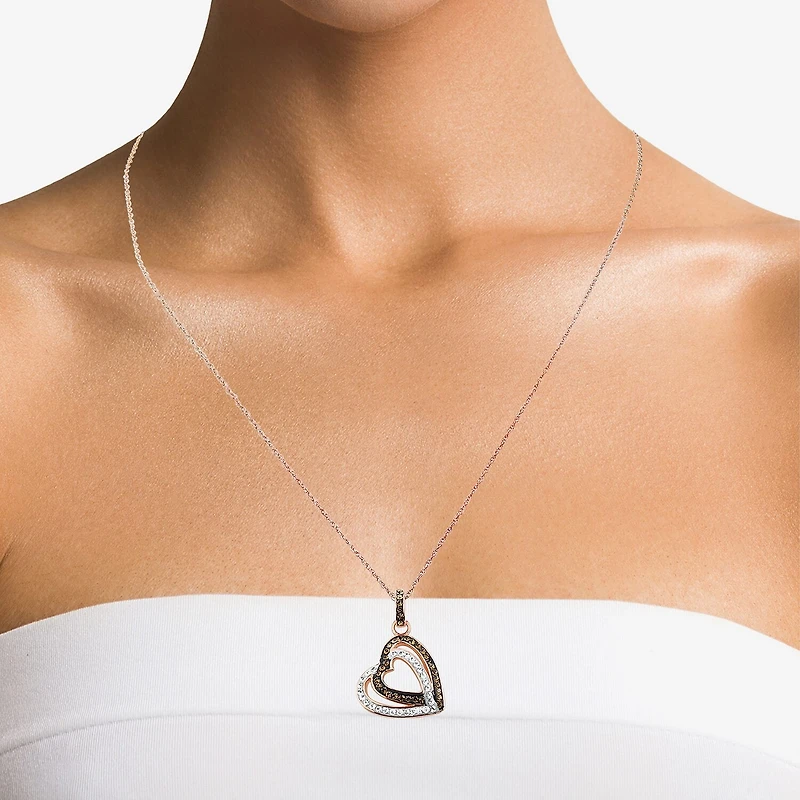 Rose 'N Chocolate Heart Crystal Pendant Necklace