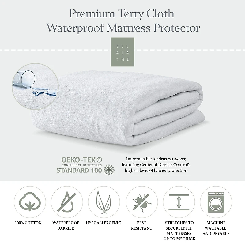 Ella Jayne Premium Terry Cloth Waterproof Mattress Protector