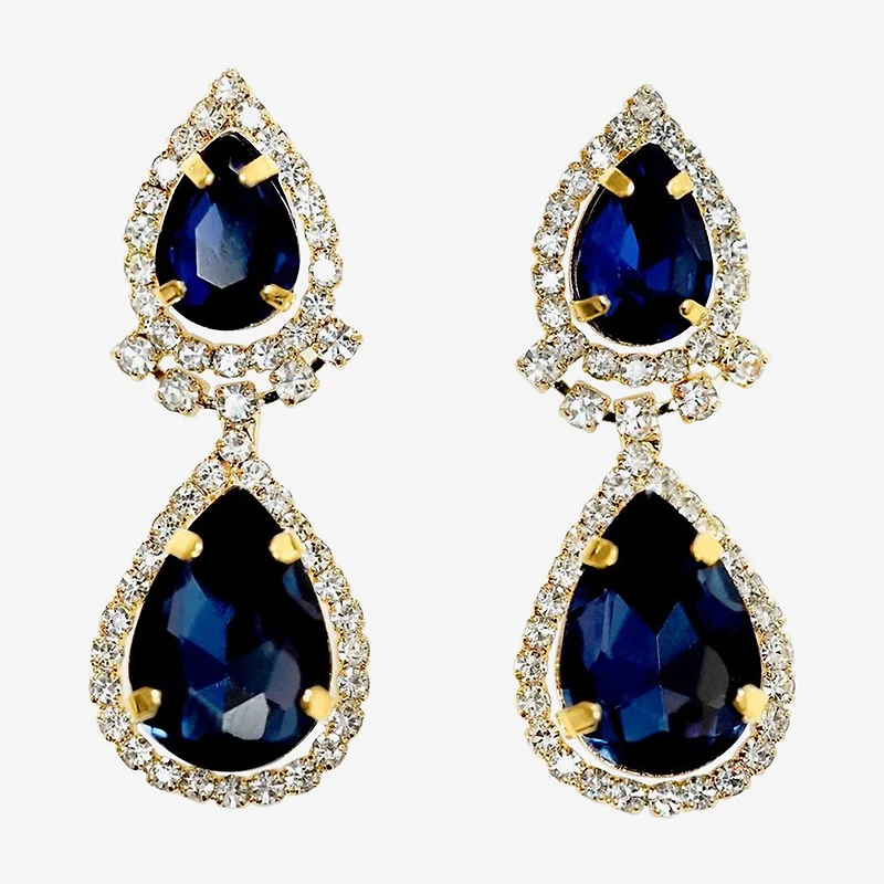 Bijoux Bar Womens Simulated Blue Glass Drop Earrings