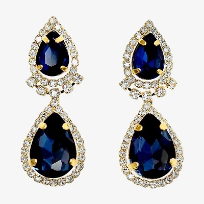 Bijoux Bar Womens Simulated Blue Glass Drop Earrings
