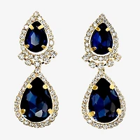 Bijoux Bar Womens Simulated Blue Glass Drop Earrings