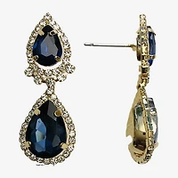 Bijoux Bar Womens Simulated Blue Glass Drop Earrings