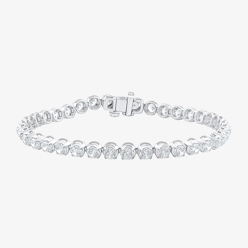 F / Vs2) Womens CT. T.W. Lab Grown White Diamond 10K Gold Inch Tennis Bracelet