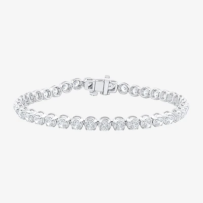 F / Vs2) Womens CT. T.W. Lab Grown White Diamond 10K Gold Inch Tennis Bracelet