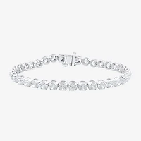F / Vs2) Womens CT. T.W. Lab Grown White Diamond 10K Gold Inch Tennis Bracelet
